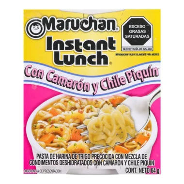Maruchan sabor camarón y chile piquín 64g.