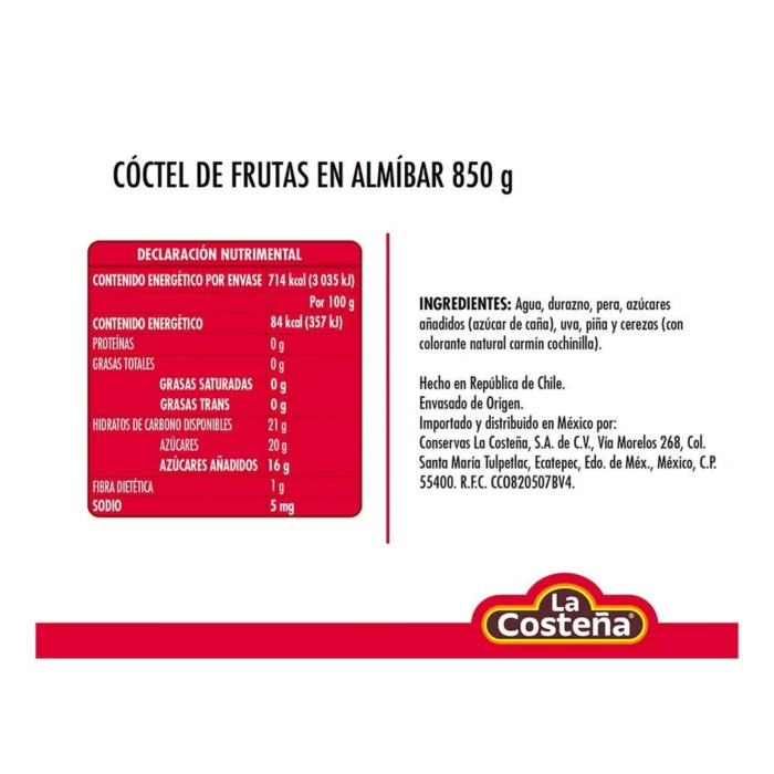 Cóctel de frutas en almíbar 850 g - Imagen 2