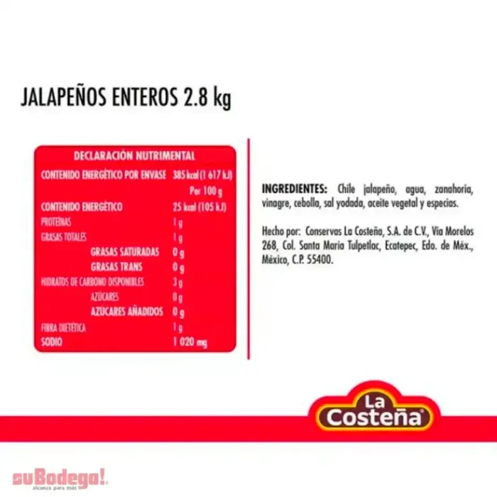 Jalapeños enteros 2.8kg - Imagen 2