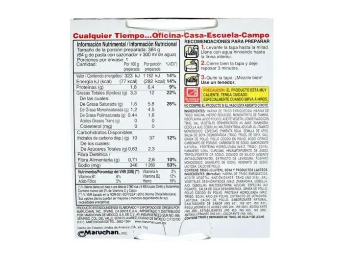 Maruchan sabor pollo picante 64g - Imagen 2