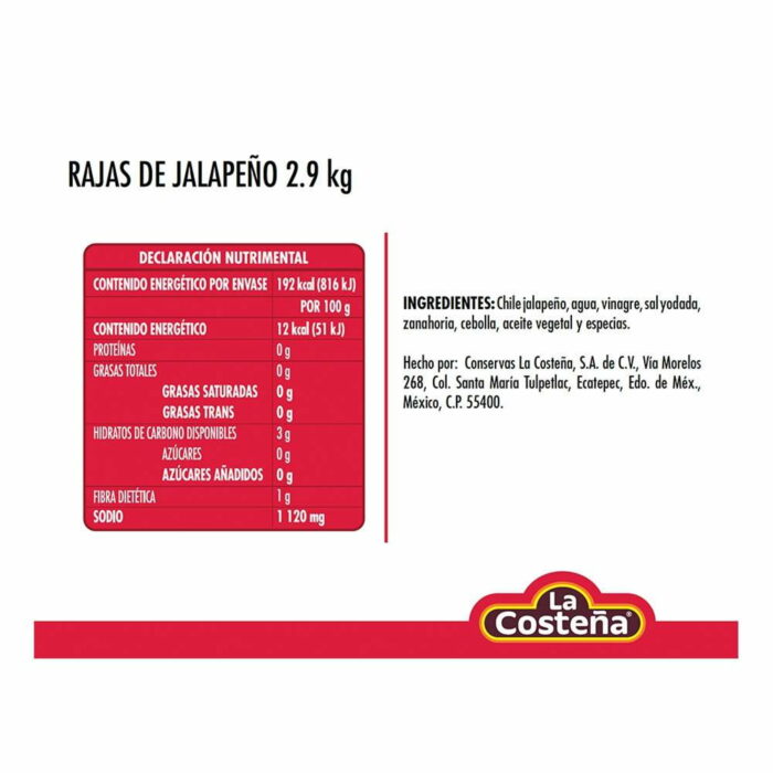 Rajas de jalapeño 2.9kg - Imagen 2