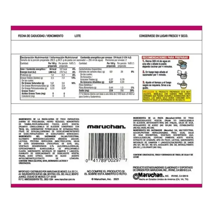 Ramen sabor camarón picante 65g - Imagen 2