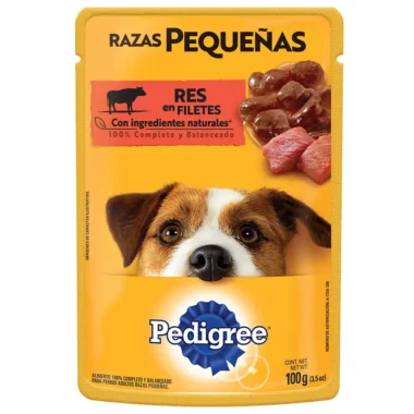 Pedigree sobre razas pequeños Res 100gr