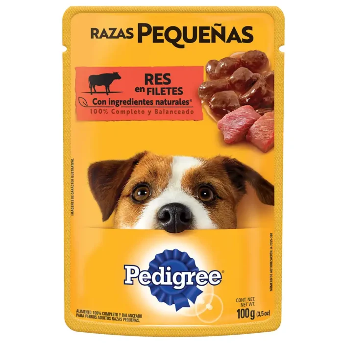 Pedigree sobre razas pequeños Res 100gr