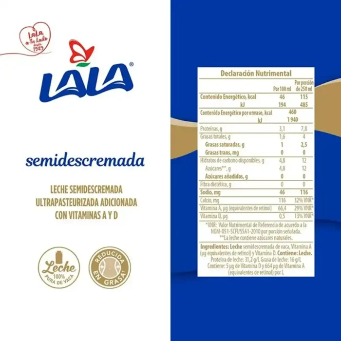 Leche semidescremada 1L - Imagen 2
